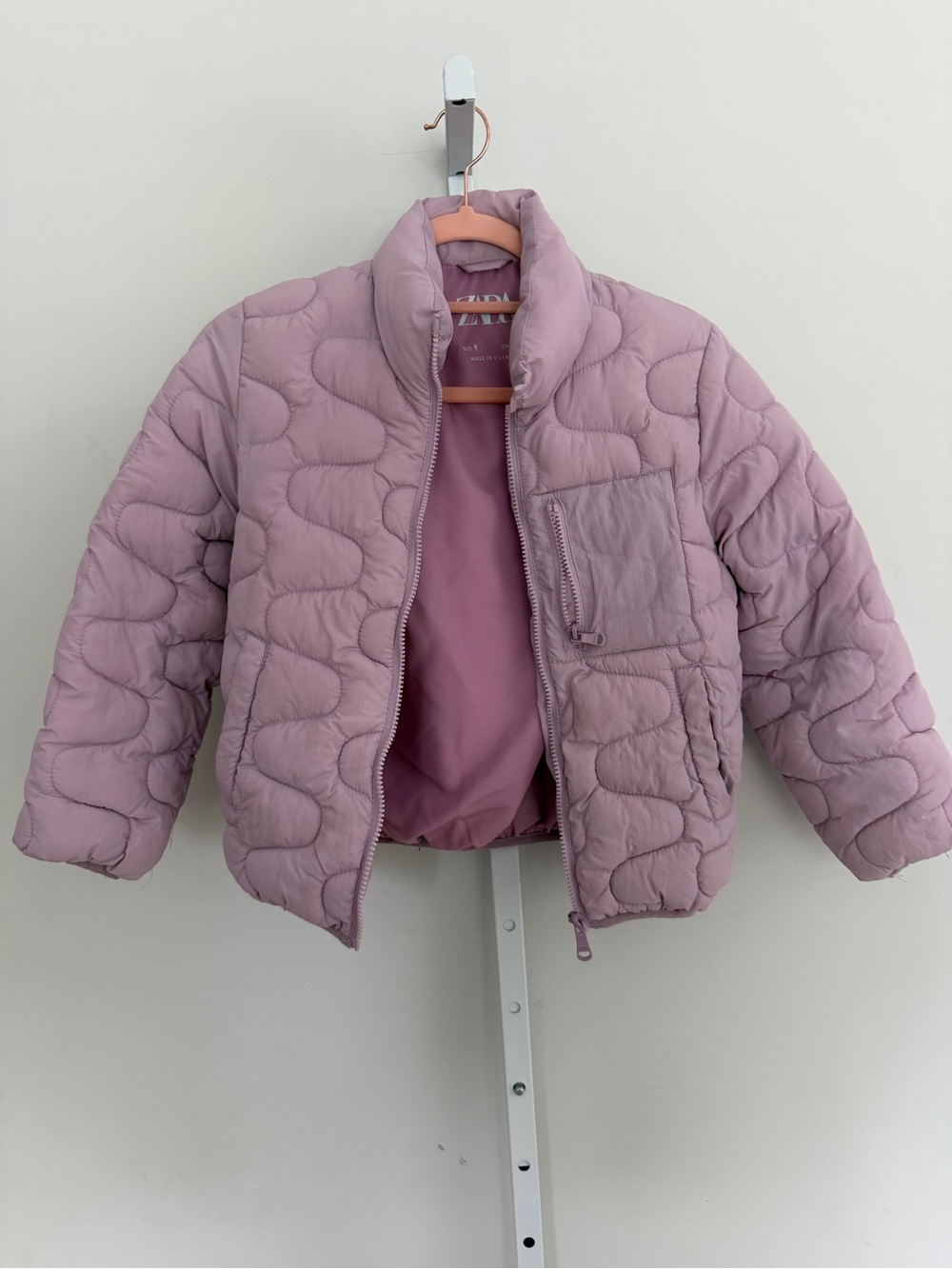 Zara Girls Lilac Quilted Puffer Jacket size 9 134cm